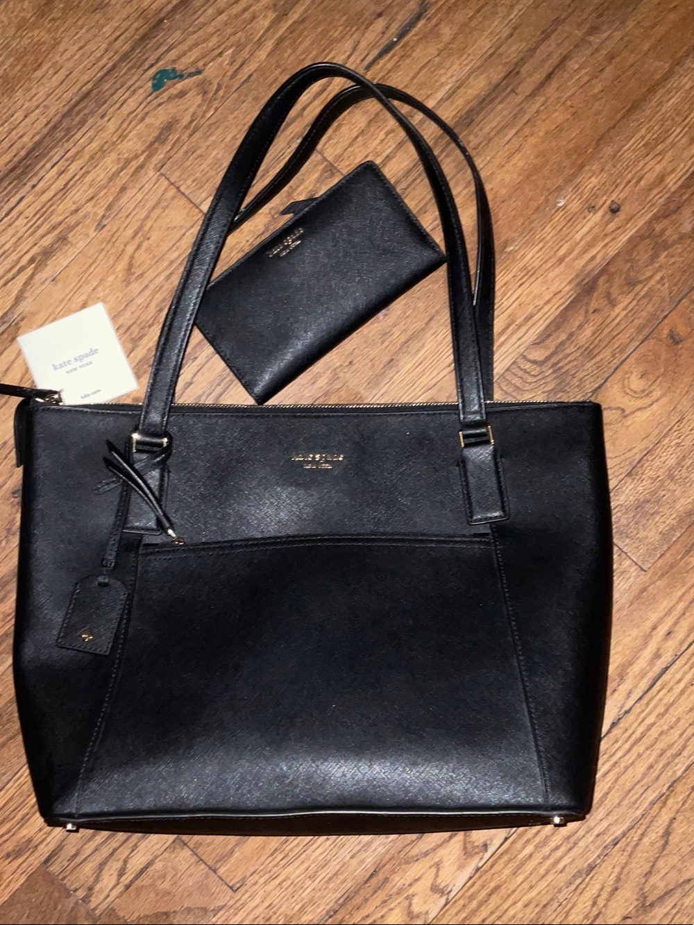 kate spade Black Saffiano Leather Tote with Matching Wallet